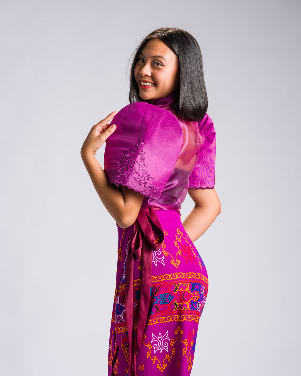 'Langkit' Mindanao Malong-Inspired Midi Wrap Skirt (Fuchsia Plum)