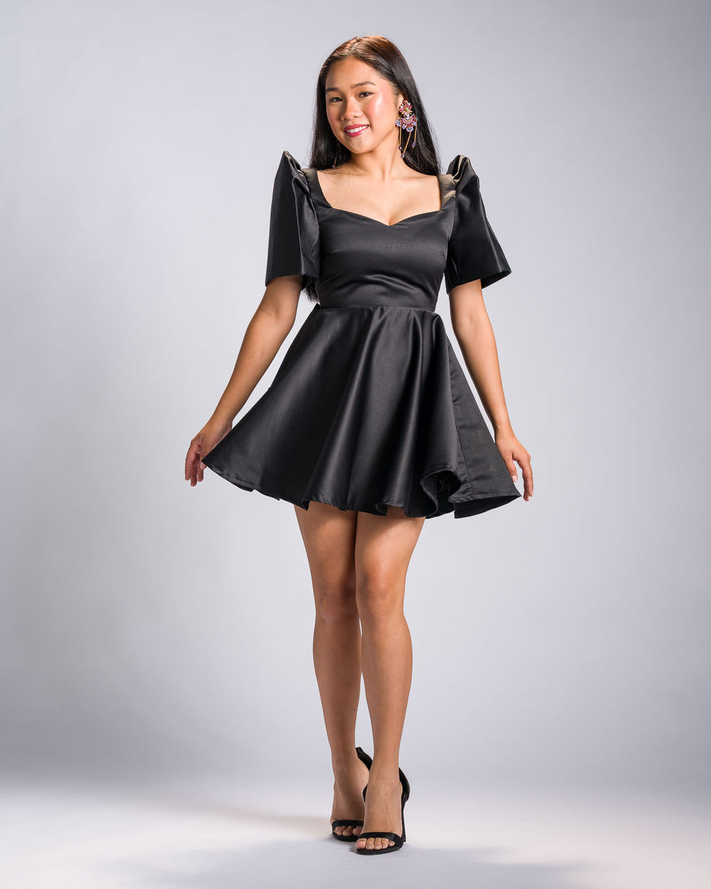 Filipiniana Dress 'Love' in Black, side view – Mestiza Filipina