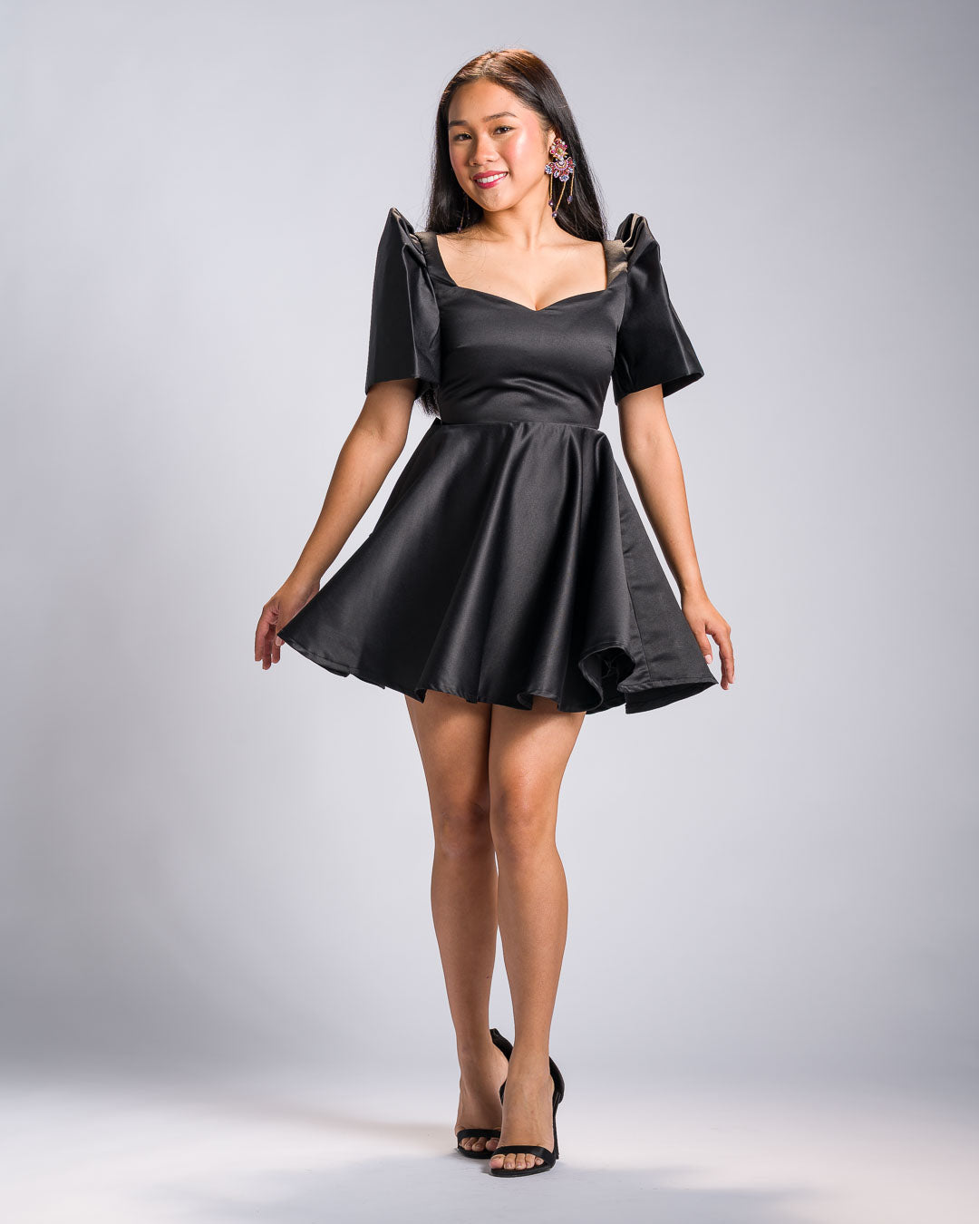Filipiniana Dress 'Love' in Black, side view – Mestiza Filipina