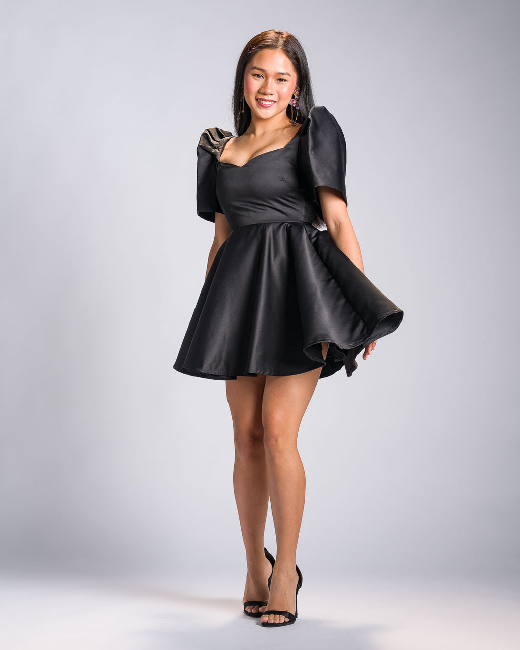 Filipiniana Dress 'Love' in Black, back view – Mestiza Filipina