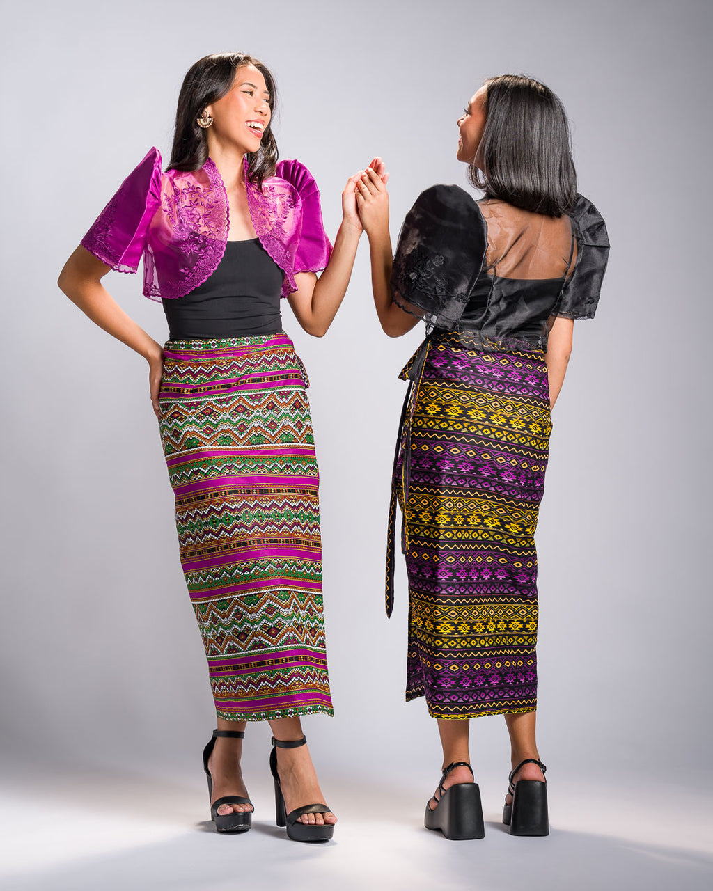 'Halina' Mindanao Malong-Inspired Midi Wrap Skirt (Fuchsia Plum)