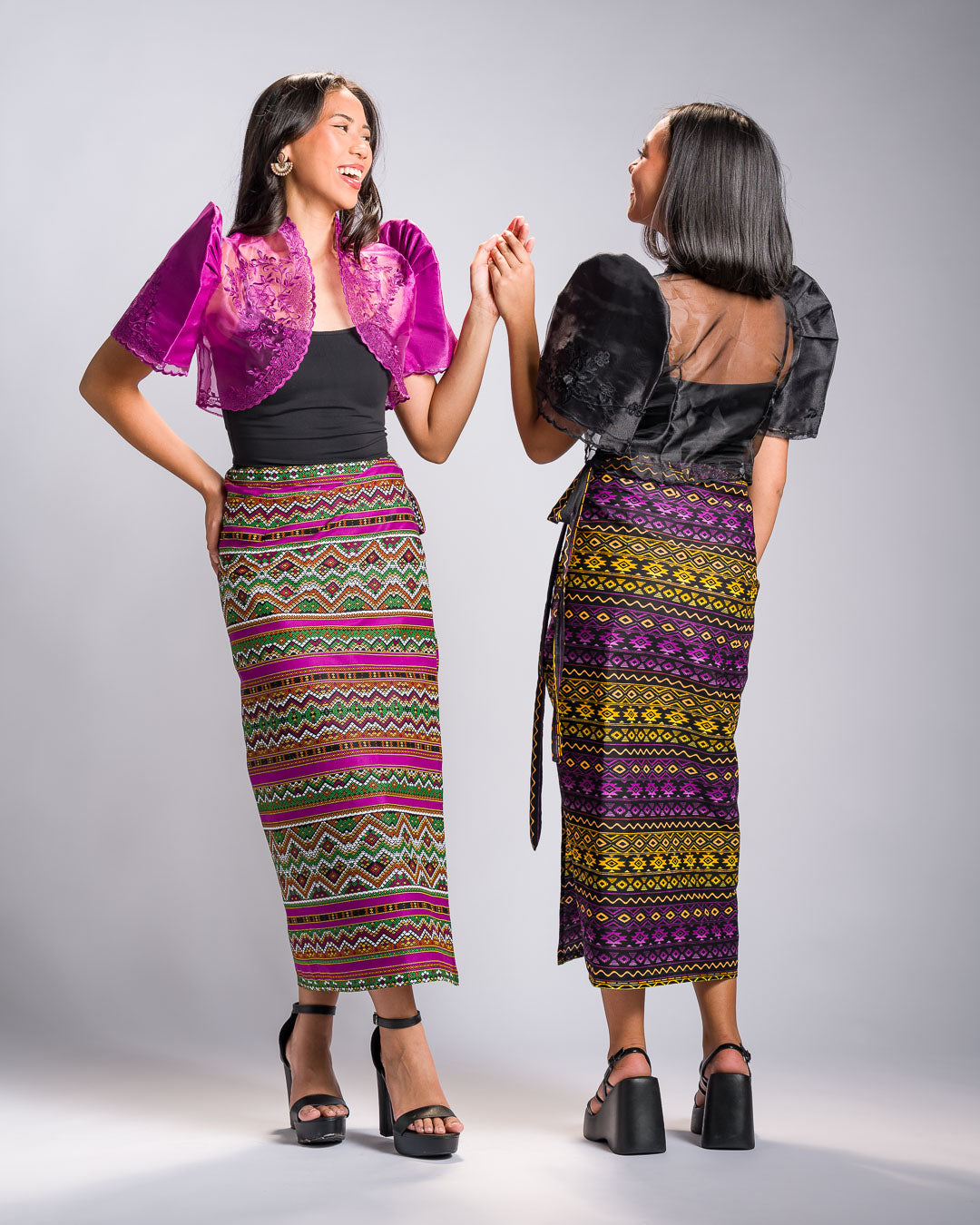 'Halina' Mindanao Malong-Inspired Midi Wrap Skirt (Fuchsia Plum)
