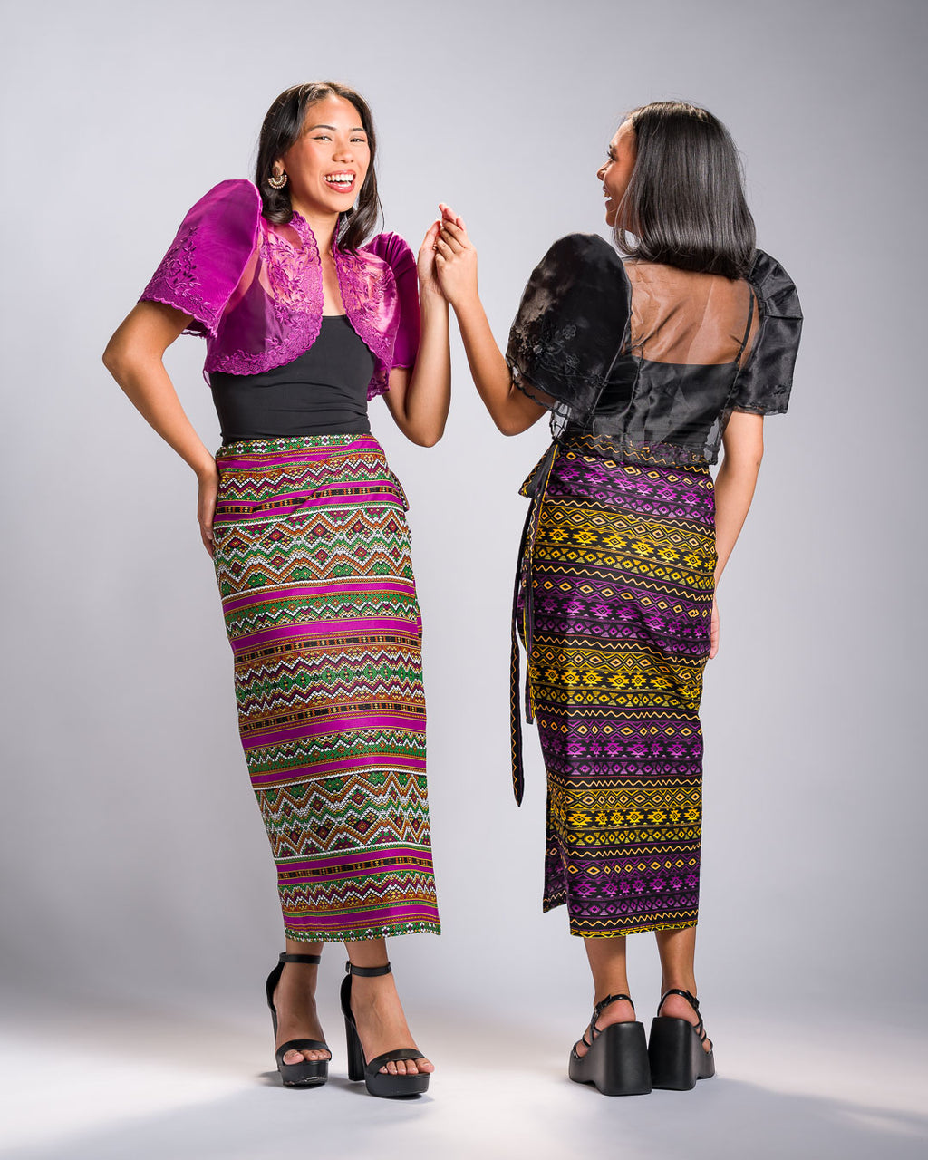 'Halina' Mindanao Malong-Inspired Midi Wrap Skirt (Fuchsia Plum)