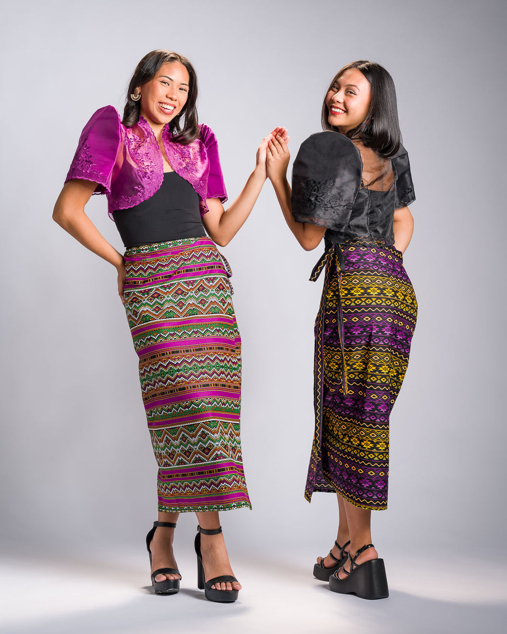 'Halina' Mindanao Malong-Inspired Midi Wrap Skirt (Fuchsia Plum)