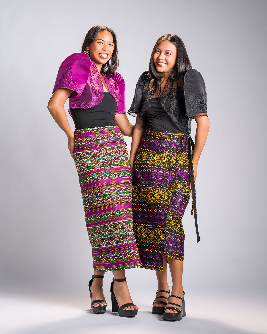 'Halina' Mindanao Malong-Inspired Midi Wrap Skirt (Fuchsia Plum)