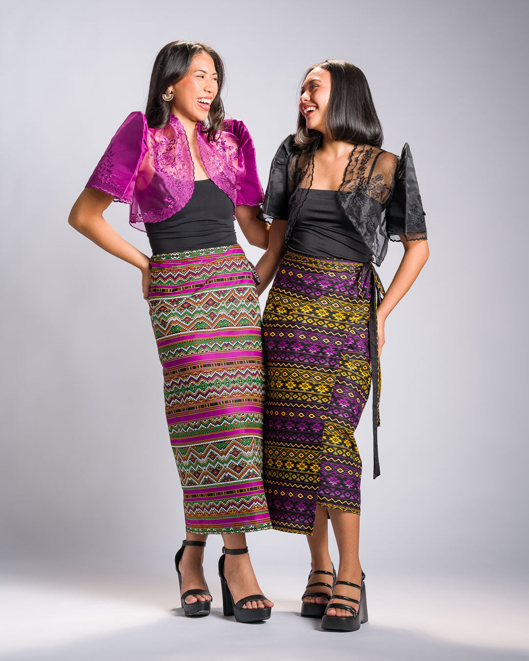 'Halina' Mindanao Malong-Inspired Midi Wrap Skirt (Fuchsia Plum)