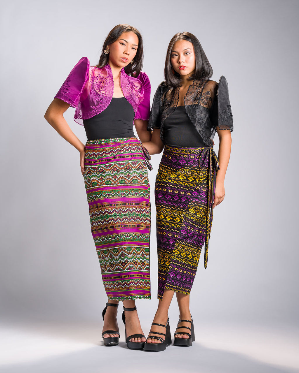'Halina' Mindanao Malong-Inspired Midi Wrap Skirt (Fuchsia Plum)