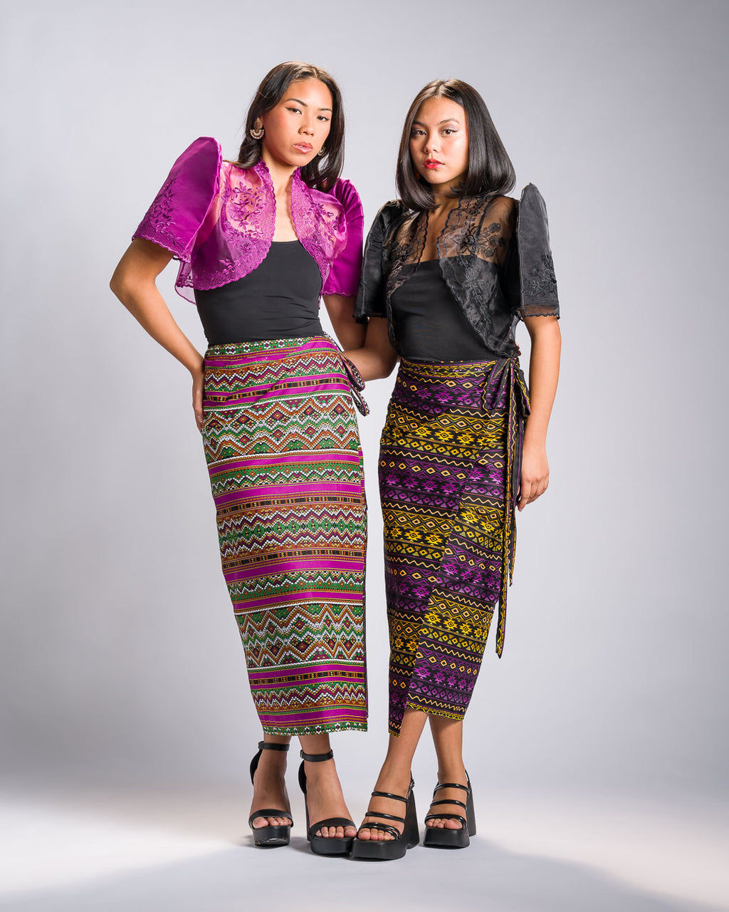 'Halina' Mindanao Malong-Inspired Midi Wrap Skirt (Fuchsia Plum)