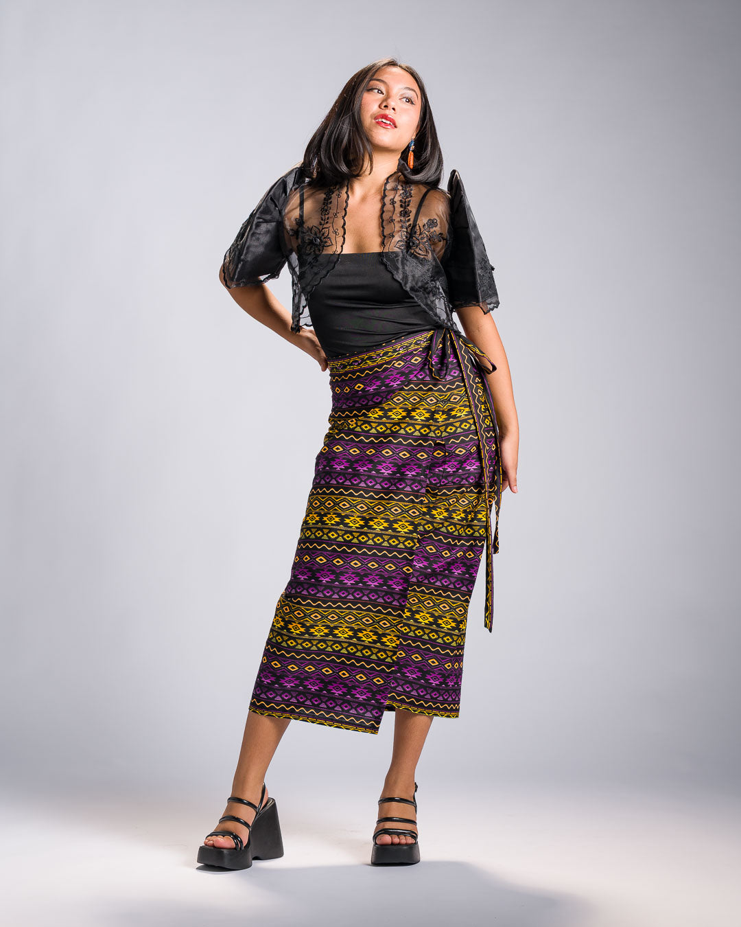 'Hiraya' Mindanao Malong-Inspired Midi Wrap Skirt (Electric Purple)