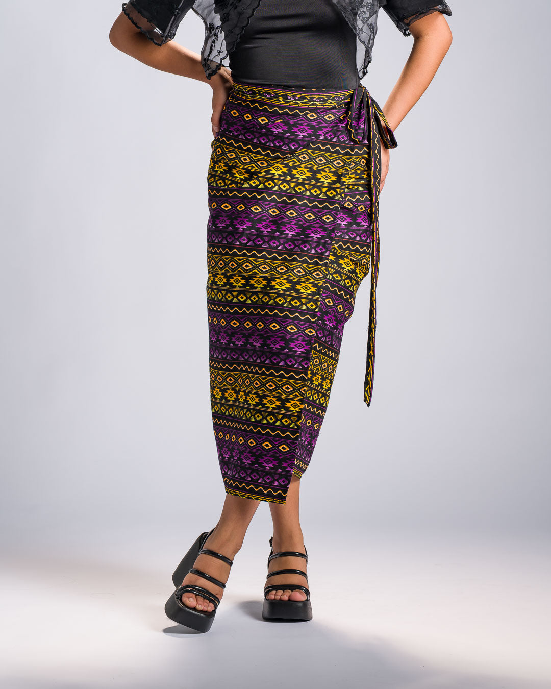 'Hiraya' Mindanao Malong-Inspired Midi Wrap Skirt (Electric Purple)