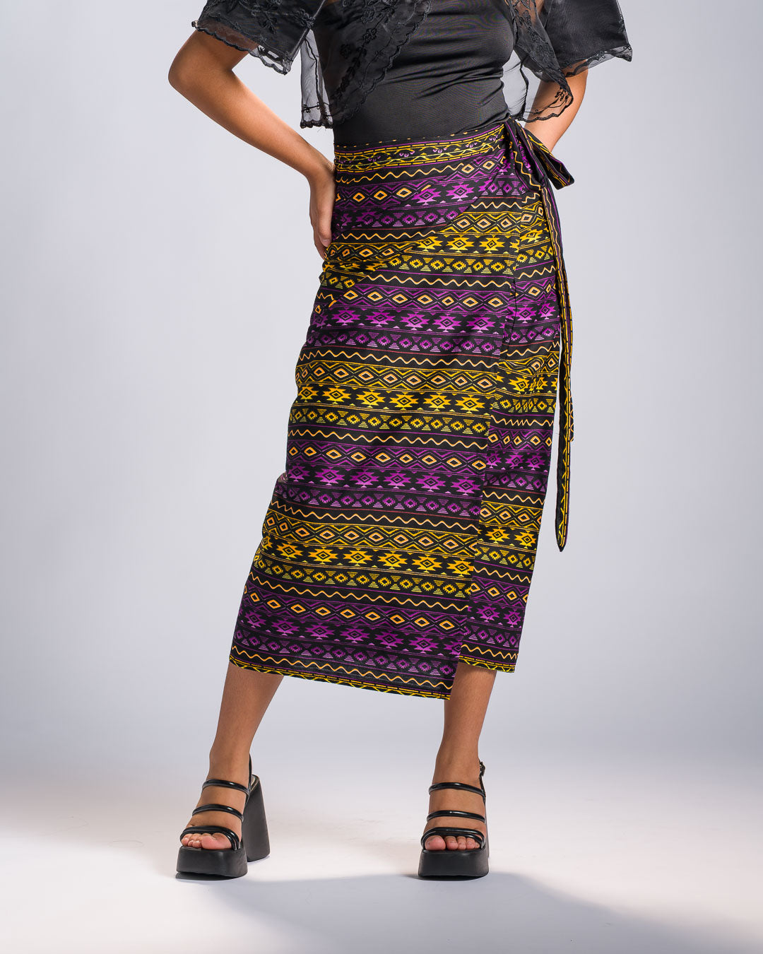 'Hiraya' Mindanao Malong-Inspired Midi Wrap Skirt (Electric Purple)