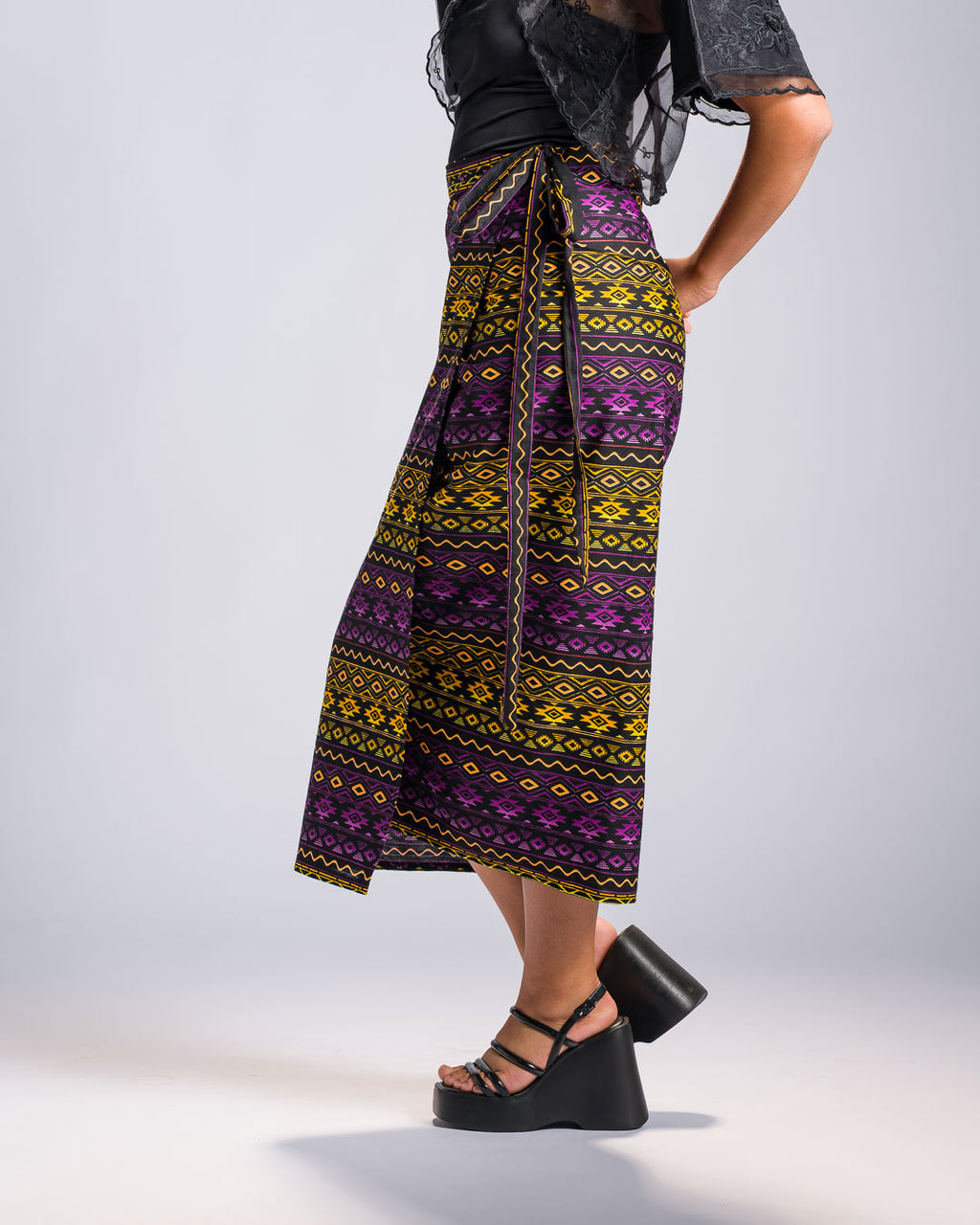 'Hiraya' Mindanao Malong-Inspired Midi Wrap Skirt (Electric Purple)
