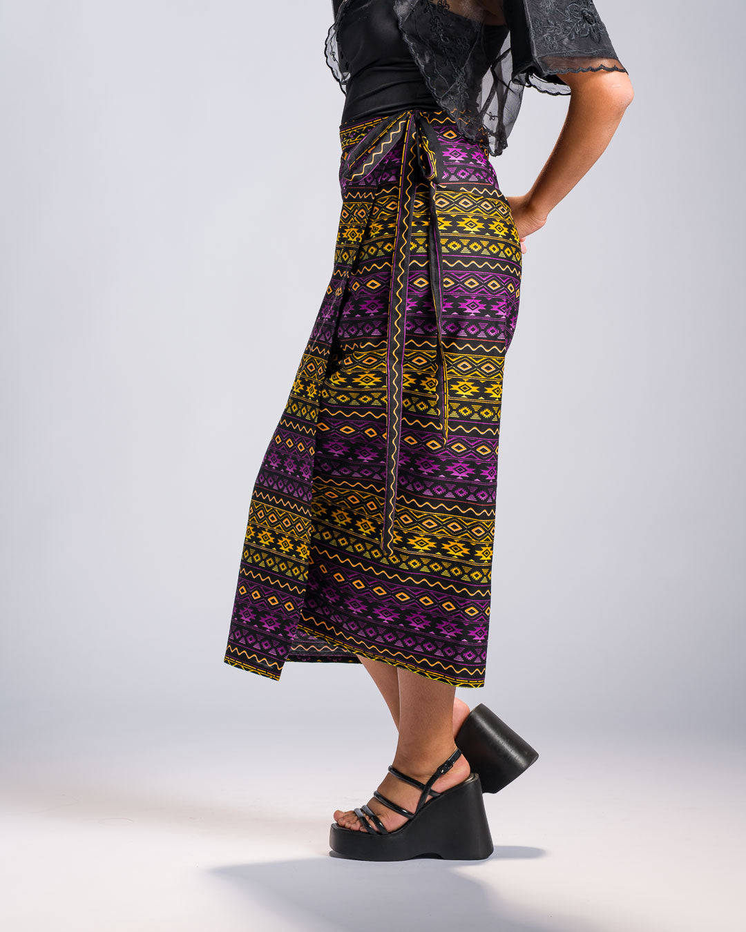'Hiraya' Mindanao Malong-Inspired Midi Wrap Skirt (Electric Purple)