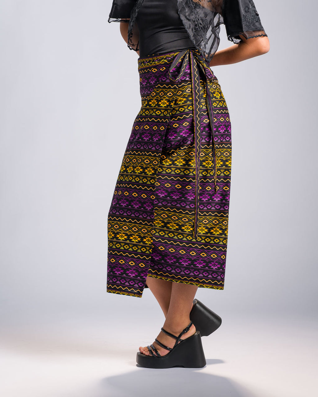 'Hiraya' Mindanao Malong-Inspired Midi Wrap Skirt (Electric Purple)