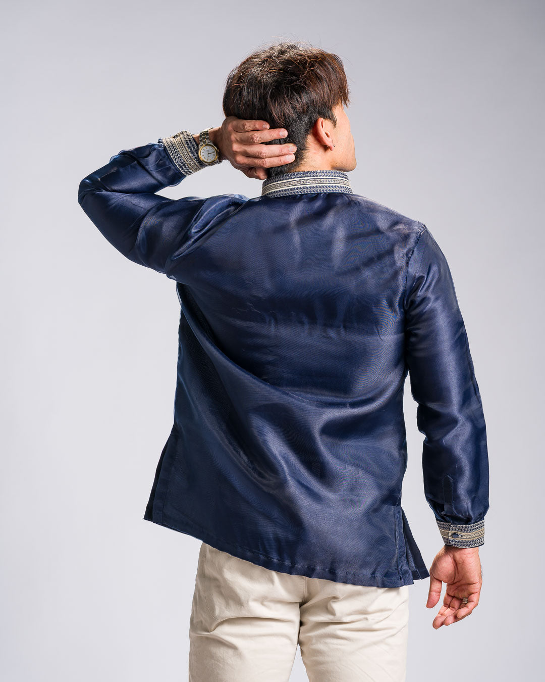 'Matias' Classic Barong Tagalog – Navy Blue, Organza