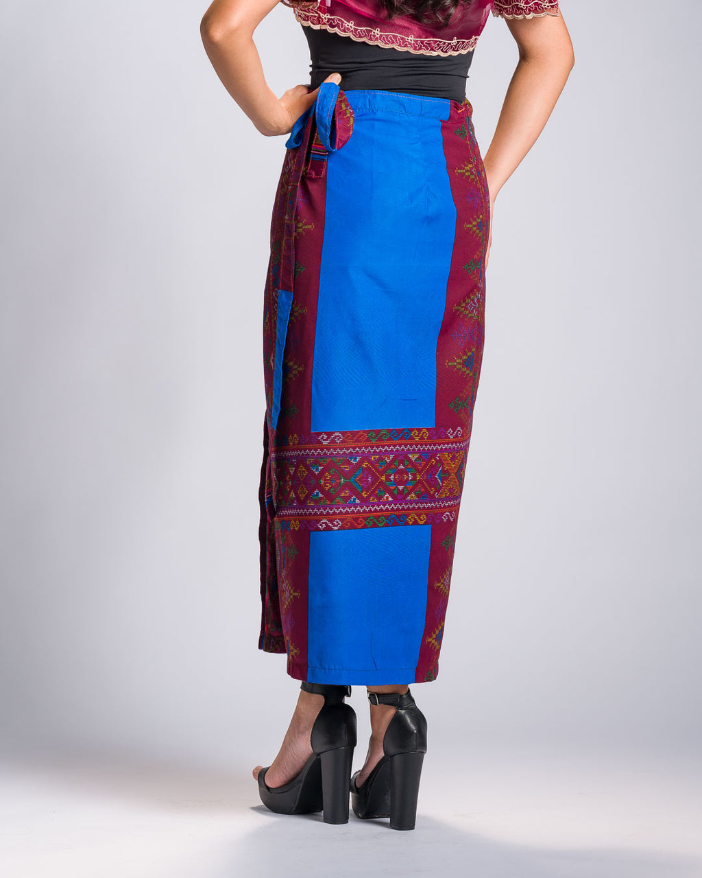 'Landap' Mindanao Malong-Inspired Midi Wrap Skirt (Royal Blue)