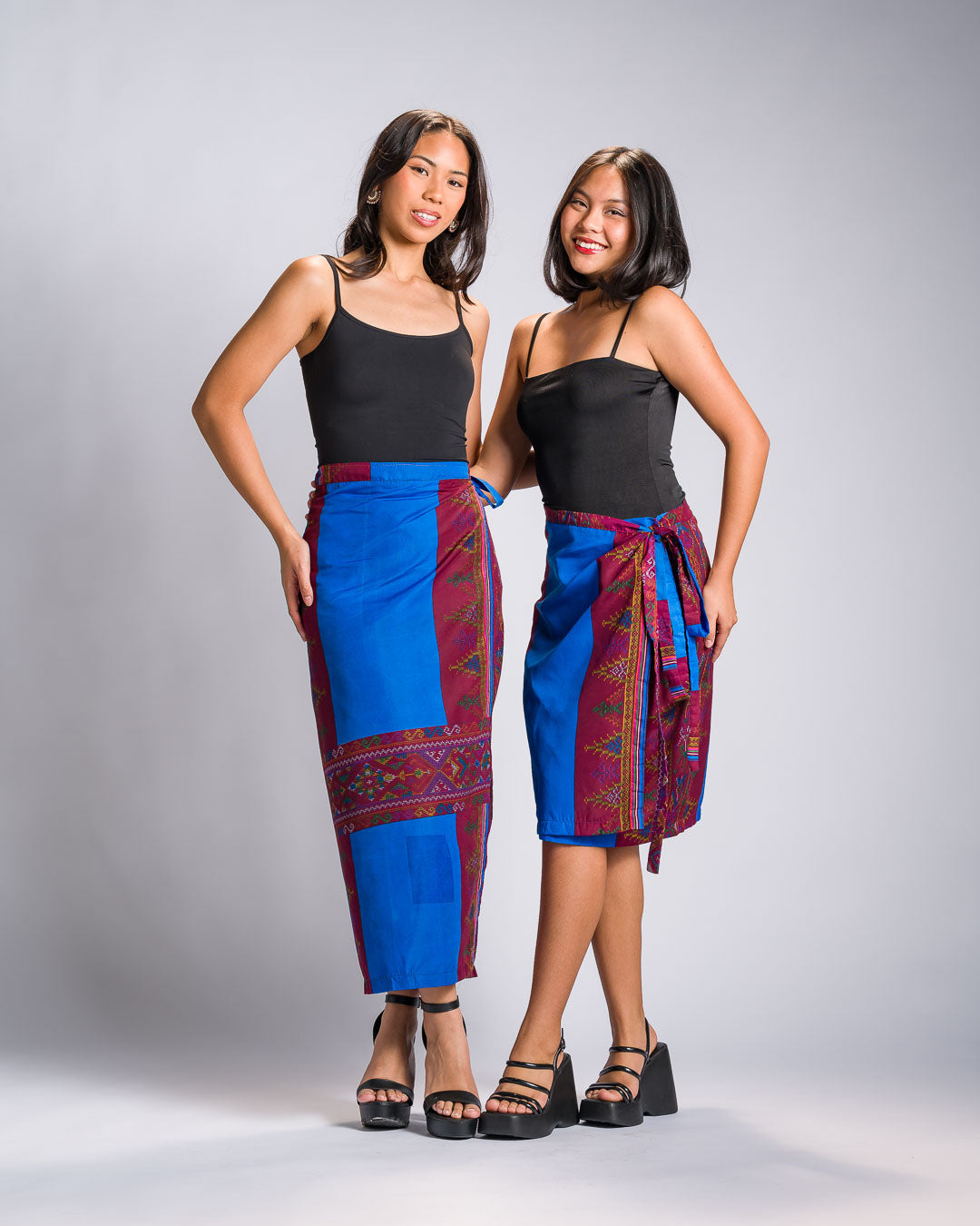 'Landap' Mindanao Malong-Inspired Midi Wrap Skirt (Royal Blue)