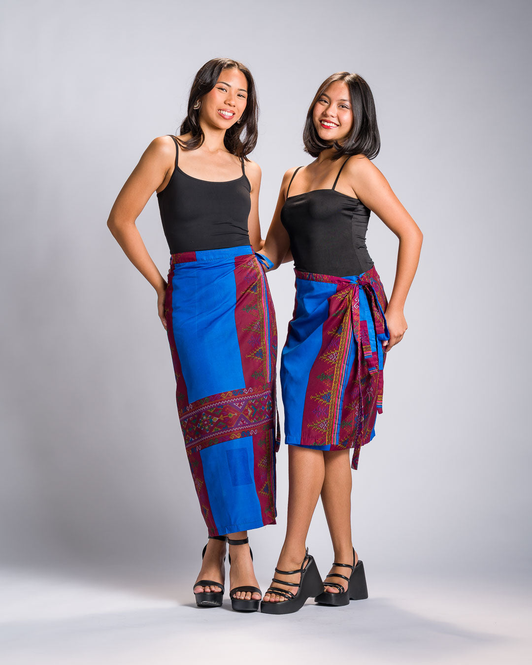 'Landap' Mindanao Malong-Inspired Midi Wrap Skirt (Royal Blue)