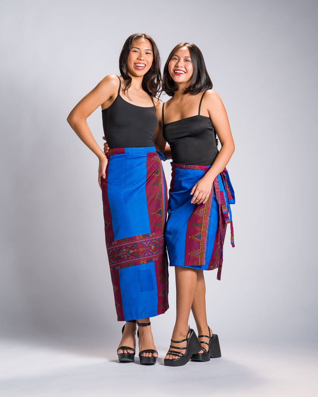 'Landap' Mindanao Malong-Inspired Midi Wrap Skirt (Royal Blue)