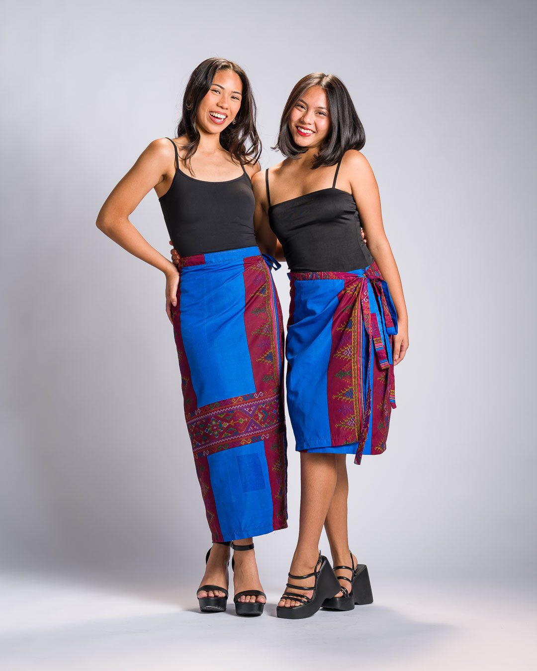 'Landap' Mindanao Malong-Inspired Midi Wrap Skirt (Royal Blue)