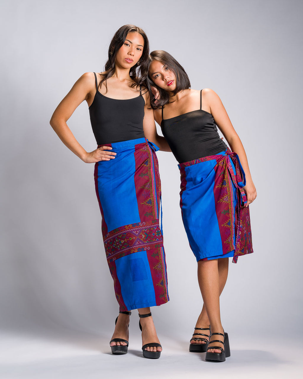 'Landap' Mindanao Malong-Inspired Midi Wrap Skirt (Royal Blue)