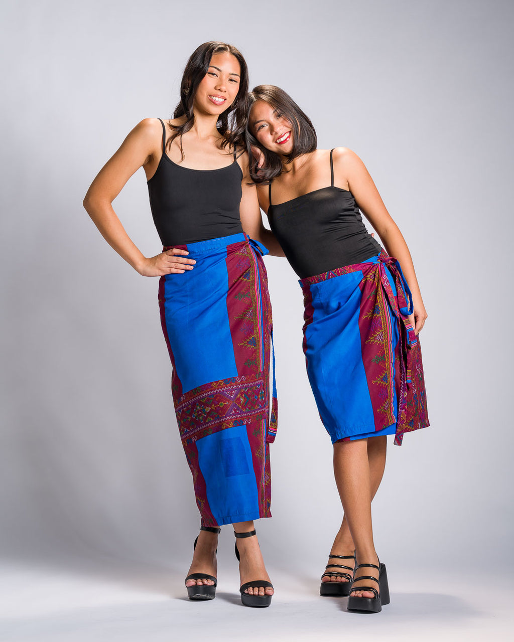 'Landap' Mindanao Malong-Inspired Midi Wrap Skirt (Royal Blue)