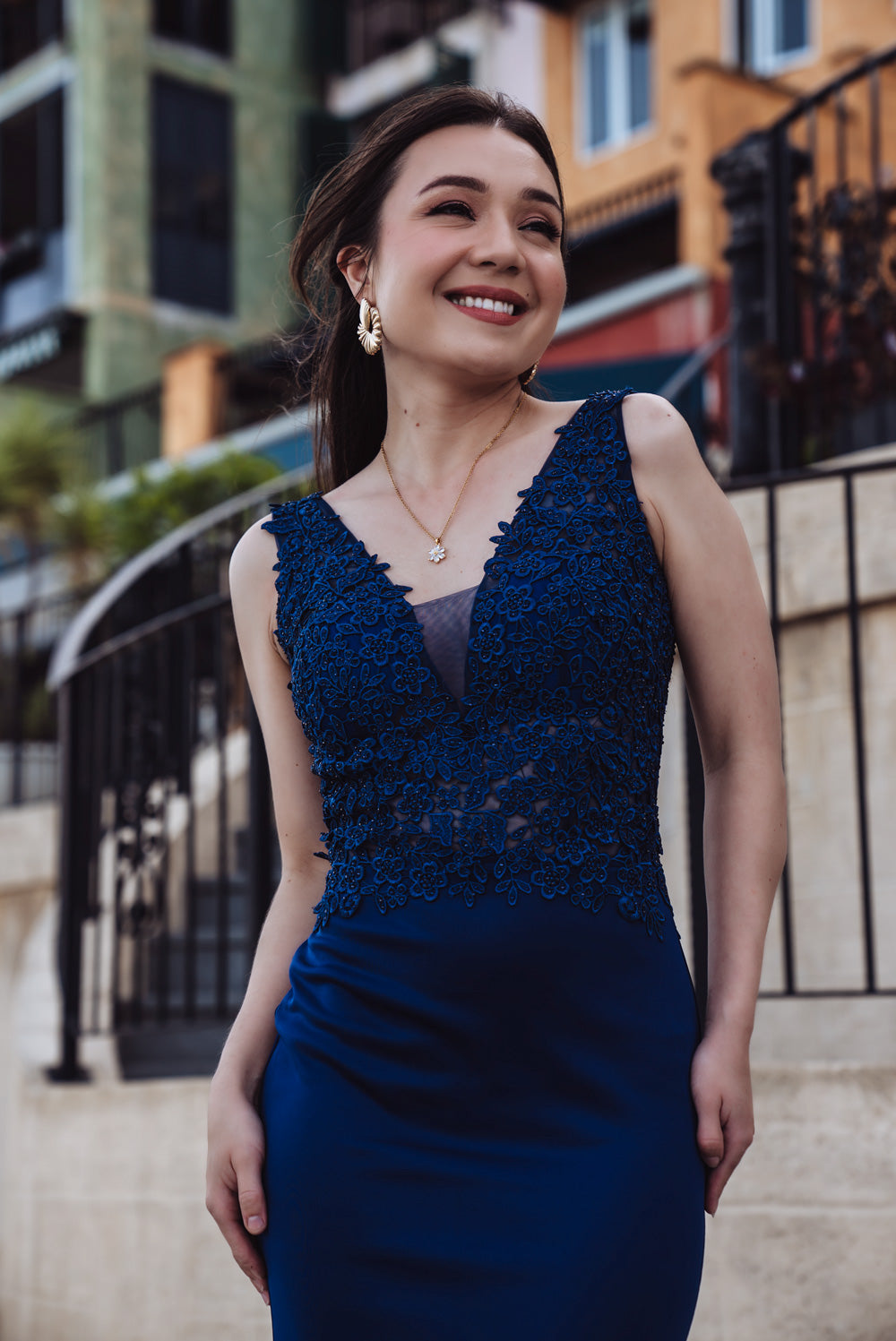 Florence Mestiza Dress (Navy)