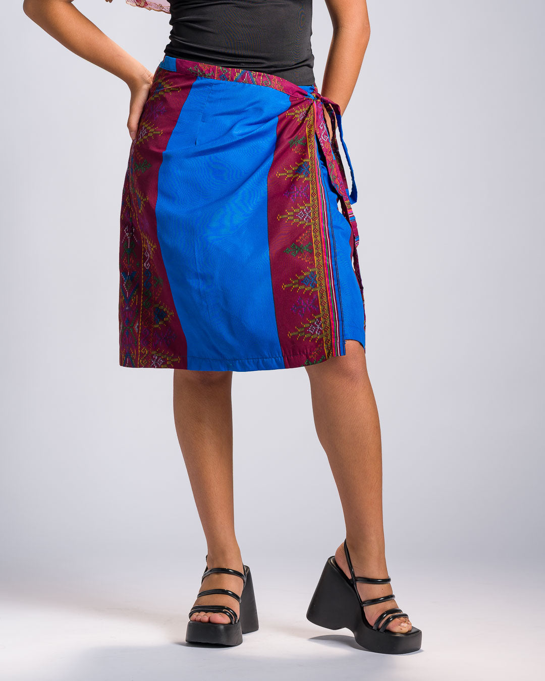 'Landap' Mindanao Malong-Inspired Knee-Length Wrap Skirt (Royal Blue)