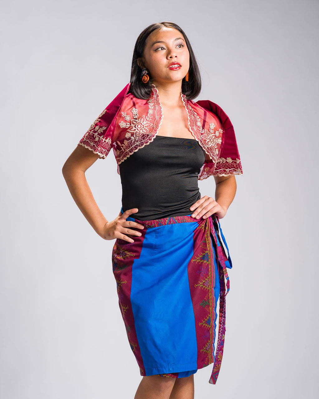 'Landap' Mindanao Malong-Inspired Knee-Length Wrap Skirt (Royal Blue)