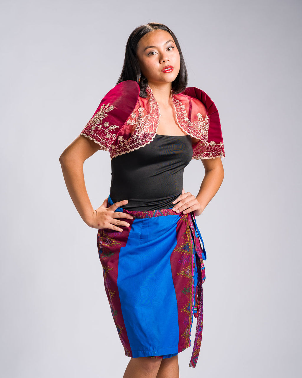 'Landap' Mindanao Malong-Inspired Knee-Length Wrap Skirt (Royal Blue)