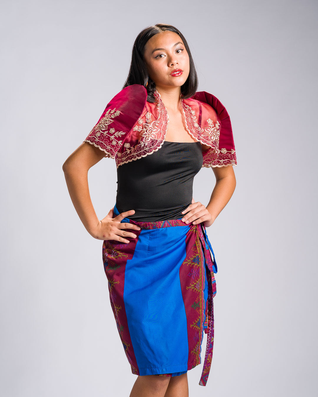 'Landap' Mindanao Malong-Inspired Knee-Length Wrap Skirt (Royal Blue)