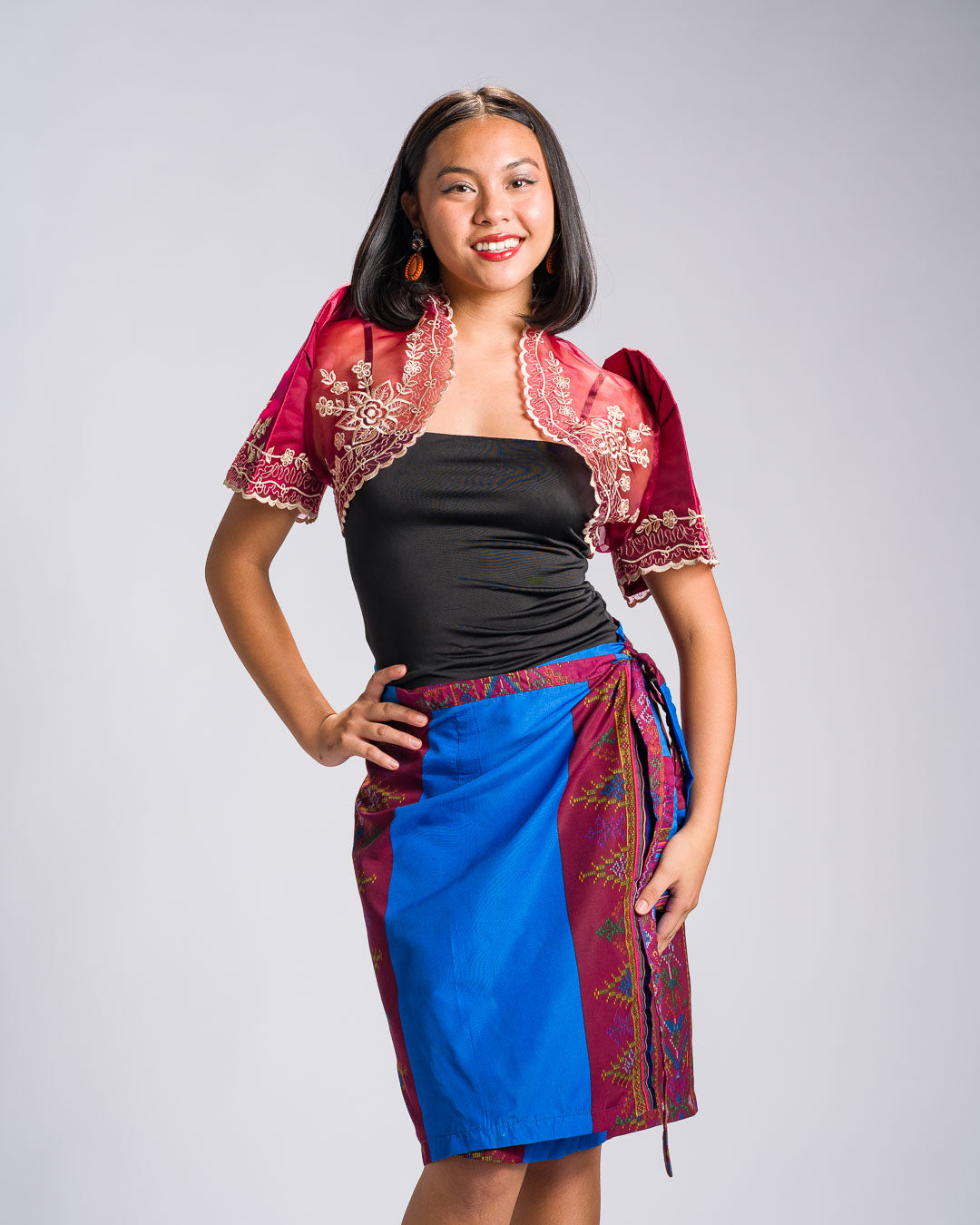 'Landap' Mindanao Malong-Inspired Knee-Length Wrap Skirt (Royal Blue)