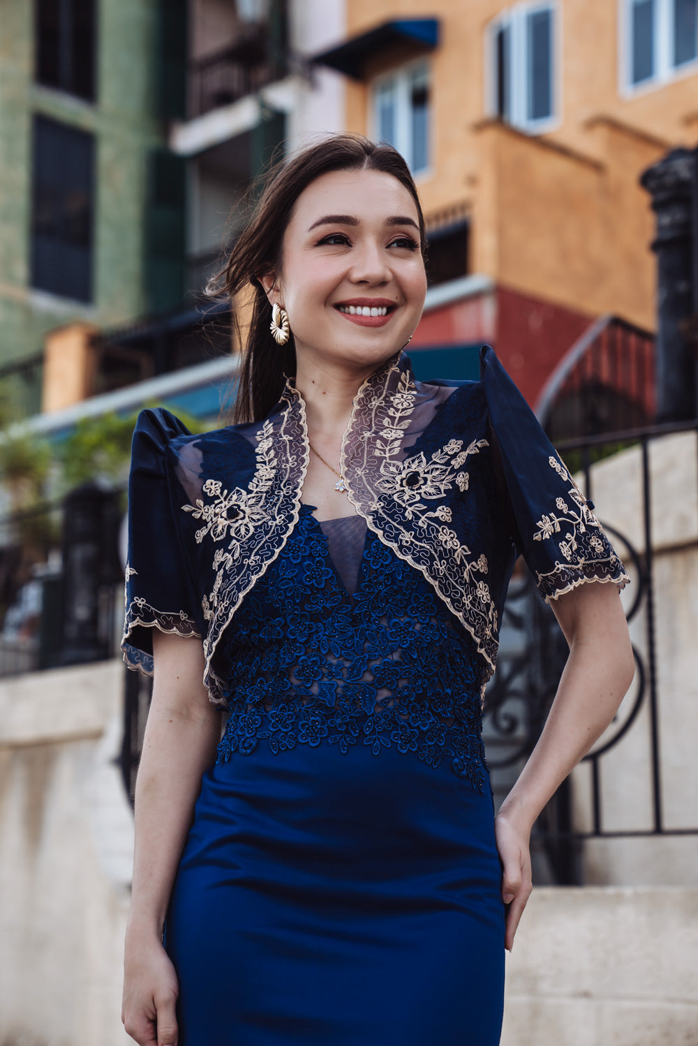 Florence Mestiza Dress (Navy)