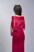 Filipiniana Alampay 'Maria Clara' in Burgundy, back detail – Mestiza Filipina