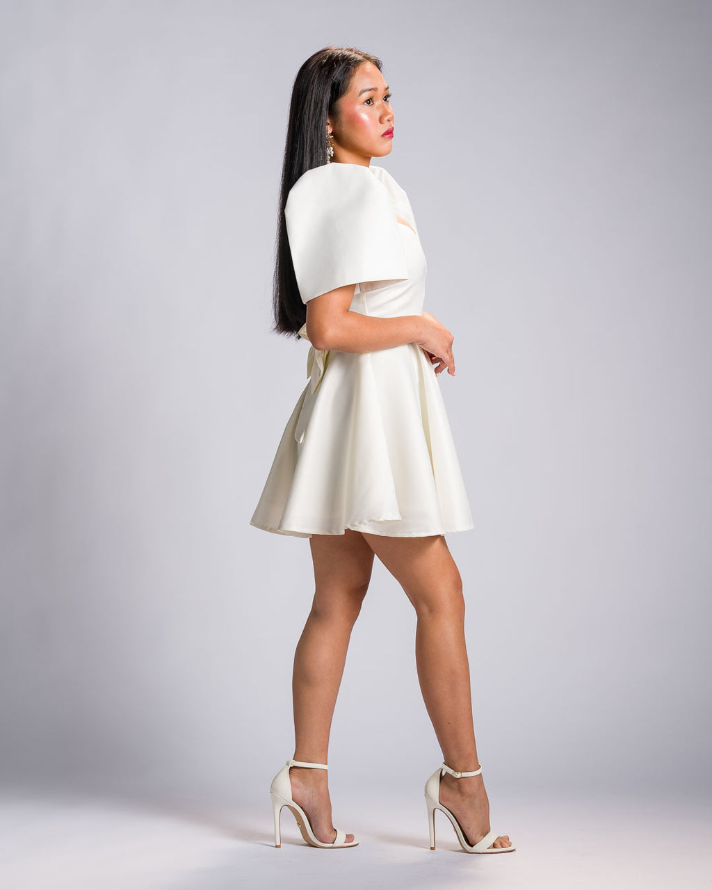 Filipiniana Dress 'Love' in Ivory White, back view – Mestiza Filipina