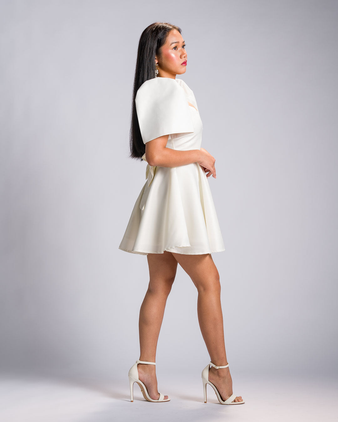 Filipiniana Dress 'Love' in Ivory White, back view – Mestiza Filipina