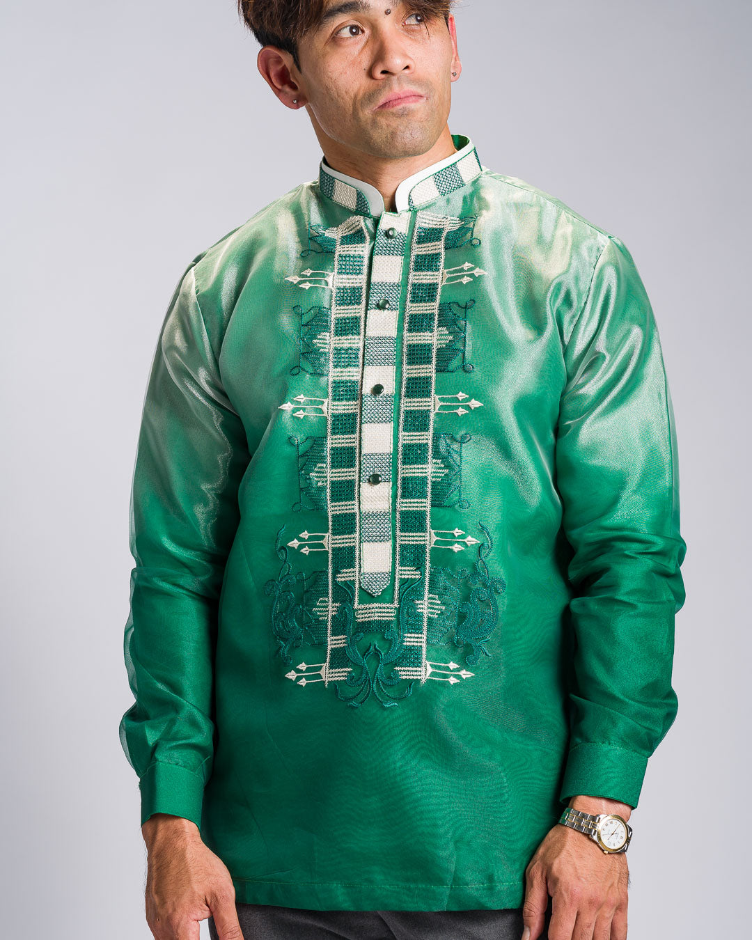 'Jericho' Two-Toned Barong Tagalog – Emerald Green, Organza