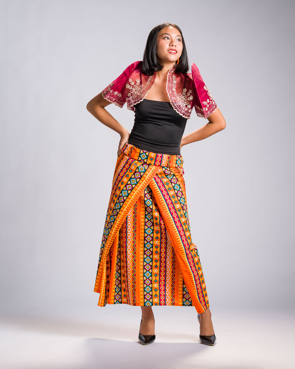 'Ilaya' Malong Mindanao Geometric Print (Tangerine)