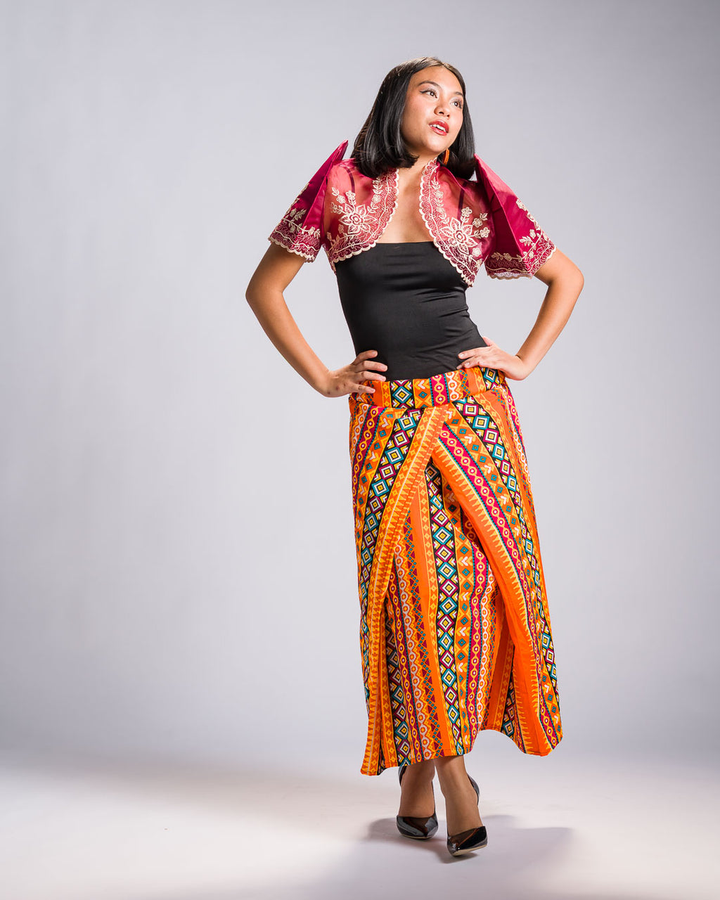 'Ilaya' Malong Mindanao Geometric Print (Tangerine)
