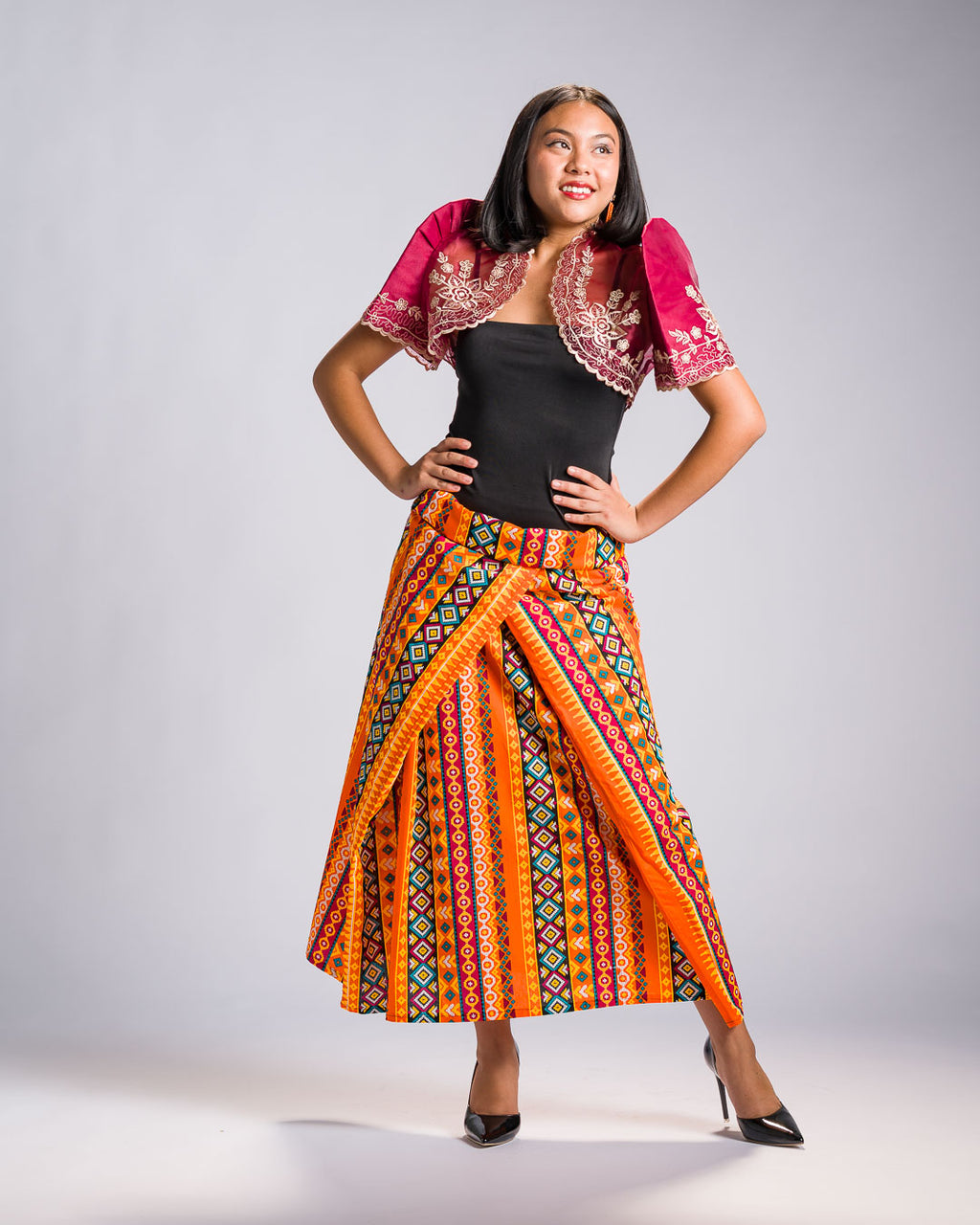 'Ilaya' Malong Mindanao Geometric Print (Tangerine)