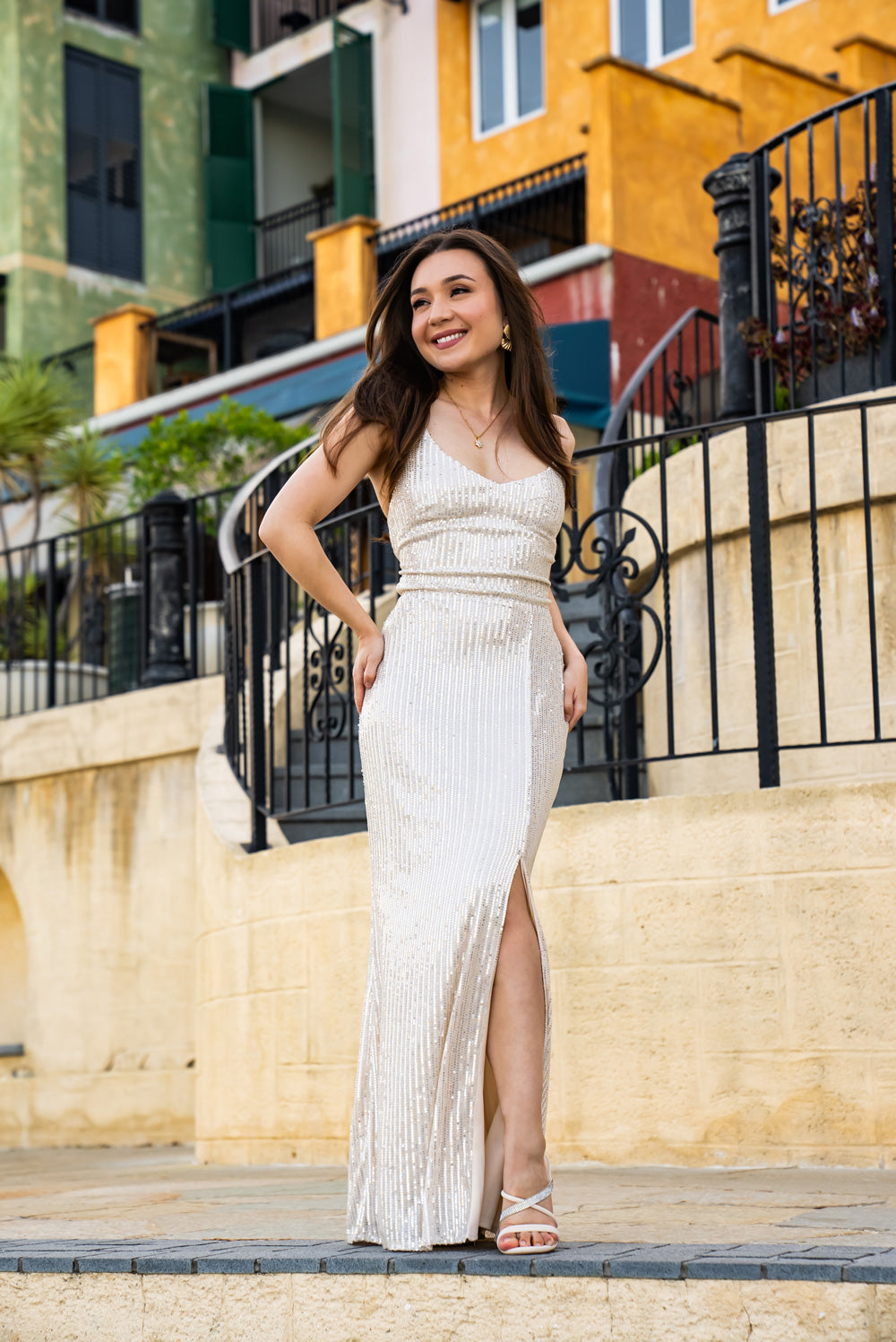 'Kim' Sequin Prom & Formal Dress (Champagne)