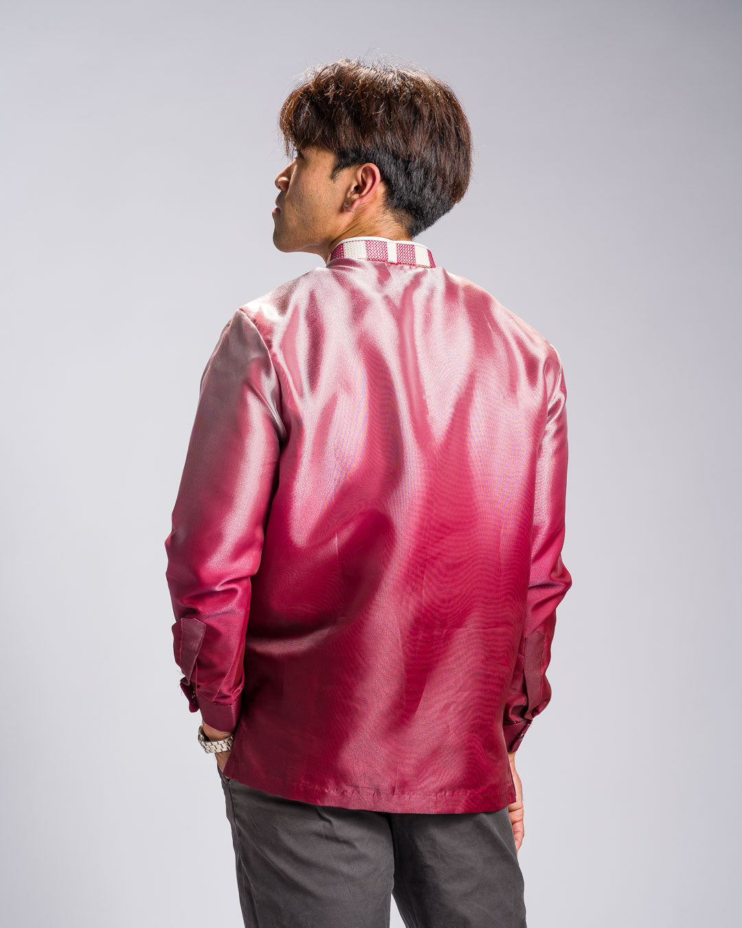 'Jericho' Two-Toned Barong Tagalog – Burgundy, Organza