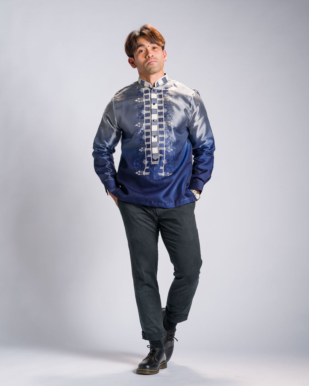 'Jericho' Two-Toned Barong Tagalog – Cobalt Blue, Organza