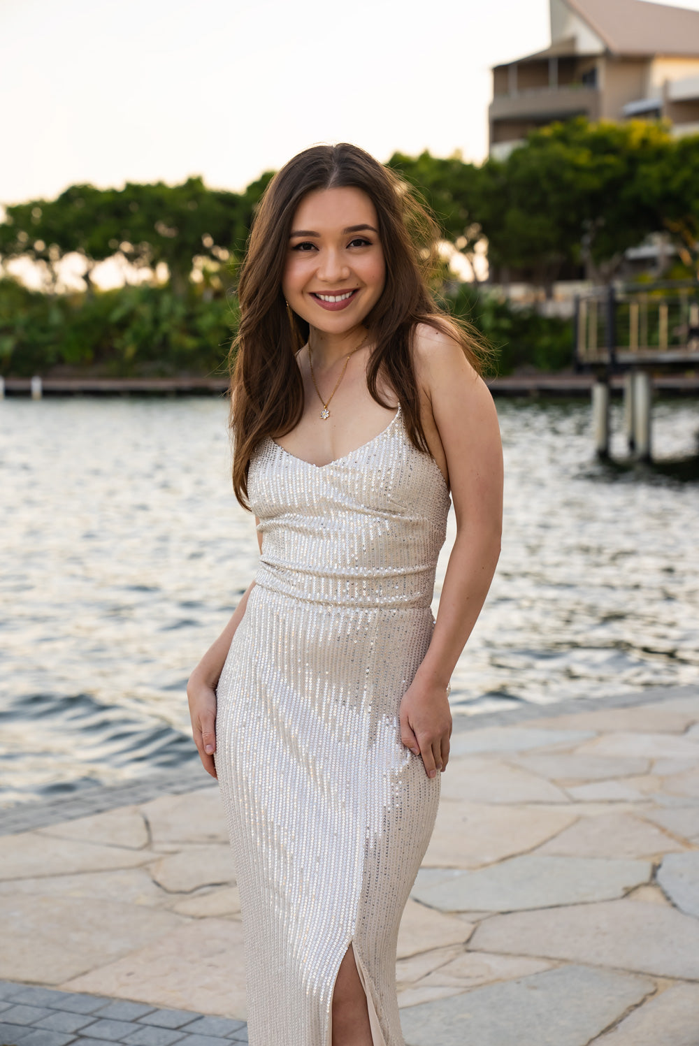 'Kim' Sequin Prom & Formal Dress (Champagne)