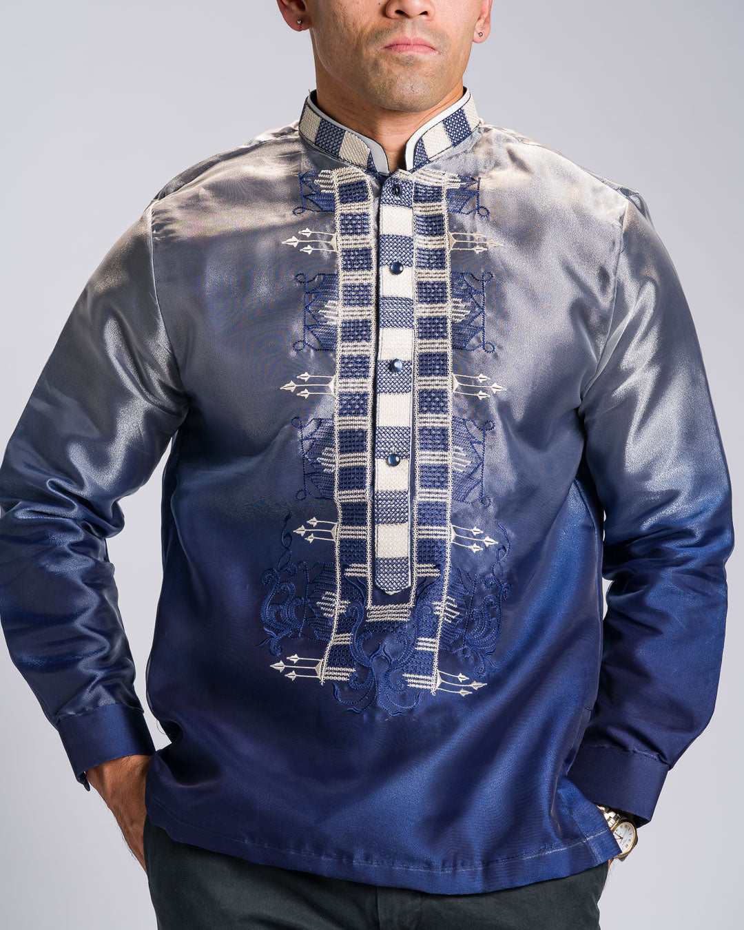 'Jericho' Two-Toned Barong Tagalog – Cobalt Blue, Organza