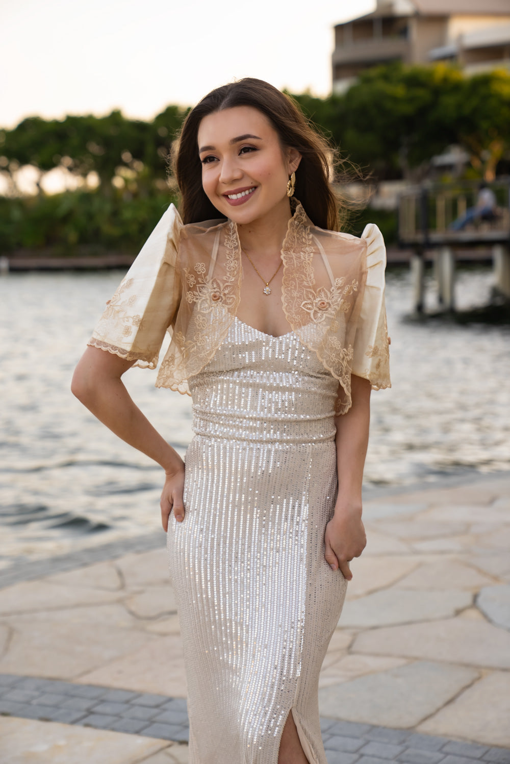 'Kim' Sequin Prom & Formal Dress (Champagne)