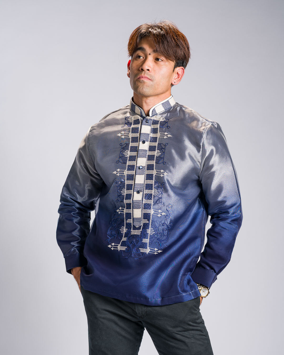 'Jericho' Two-Toned Barong Tagalog – Cobalt Blue, Organza