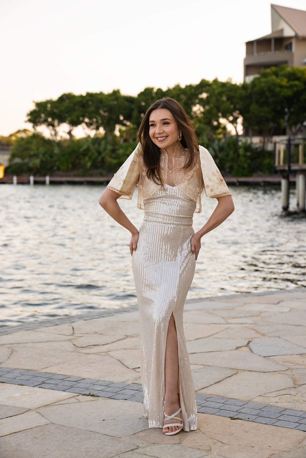 'Kim' Sequin Prom & Formal Dress (Champagne)