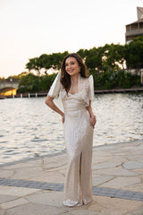 'Kim' Sequin Sparkling Gown (Champagne)