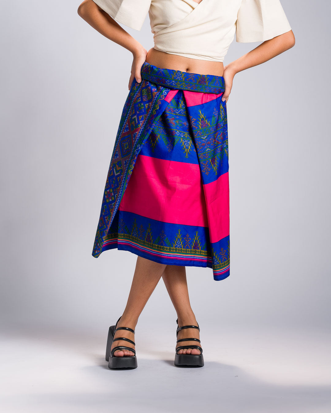 'Landap' Malong Mindanao Geometric Print (Fuchsia & Royal Blue)